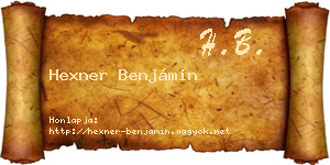 Hexner Benjámin névjegykártya